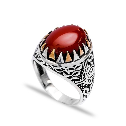 Agate Authentic Men Ring Wholesale Handmade 925 Sterling Silver